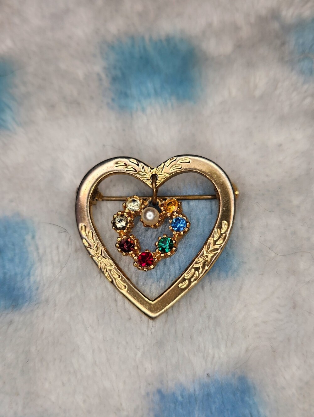 "Colorful Love" Golden Brooch